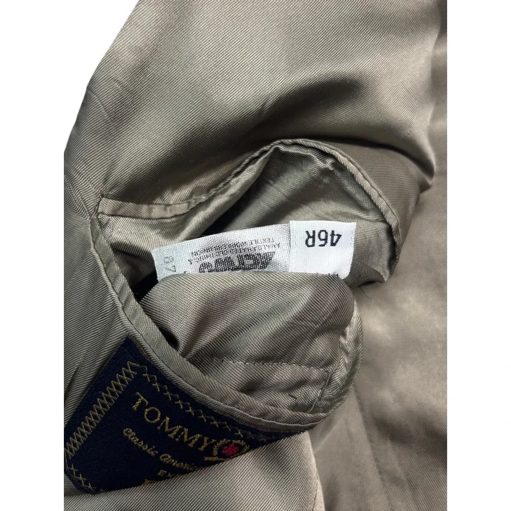 vtg Tommy Hilfiger 46S Olive Green Plaid Tweed Blazer Jacket Sport Coat USA Wool
